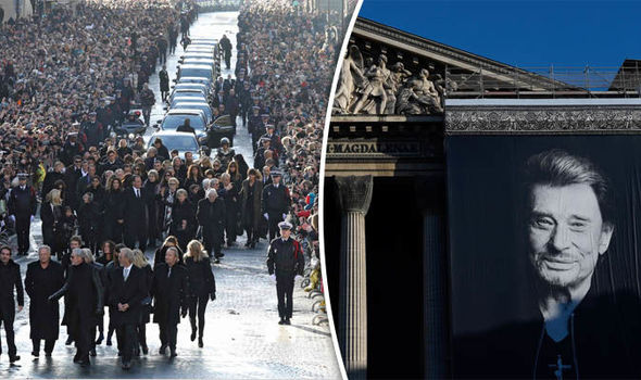 Homenagem ao roqueiro Johnny Hallyday reúne milhares de fãs em Paris